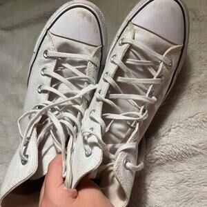 White converse trainers sneakers with thick sole - size 9